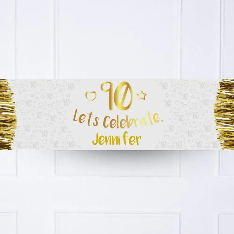 Gold 90th Personalised Party Banner No Personalised Banner