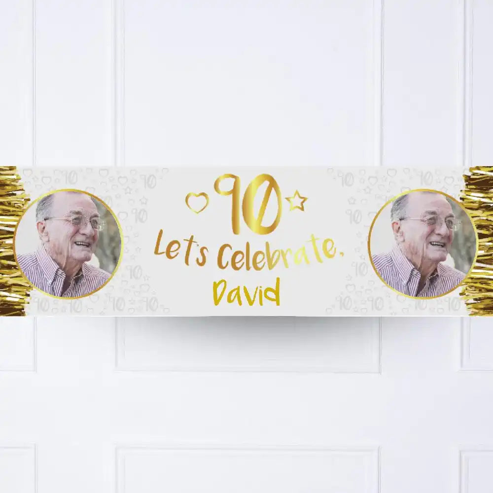 Gold 90th Personalised Party Banner Yes Personalised Banner