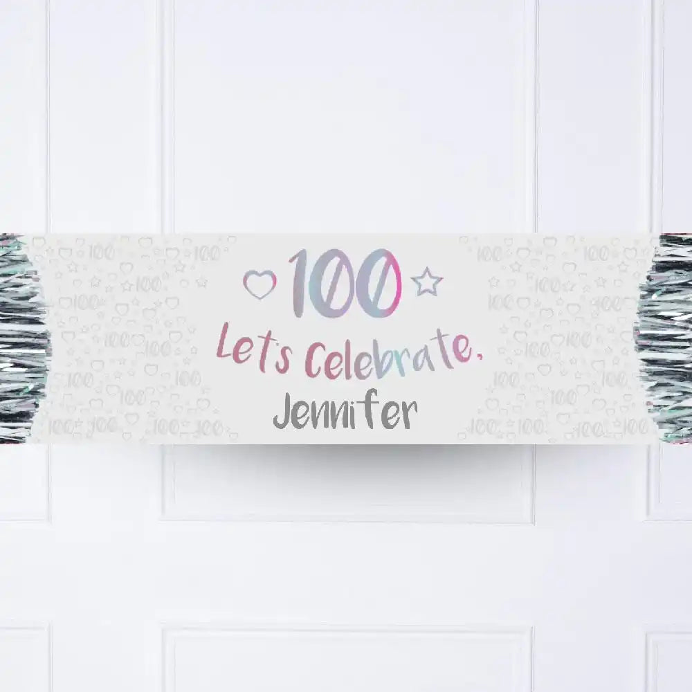Iridescent 100th Personalised Party Banner No Personalised Banner