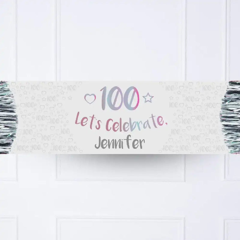 Iridescent 100th Personalised Party Banner No Personalised Banner