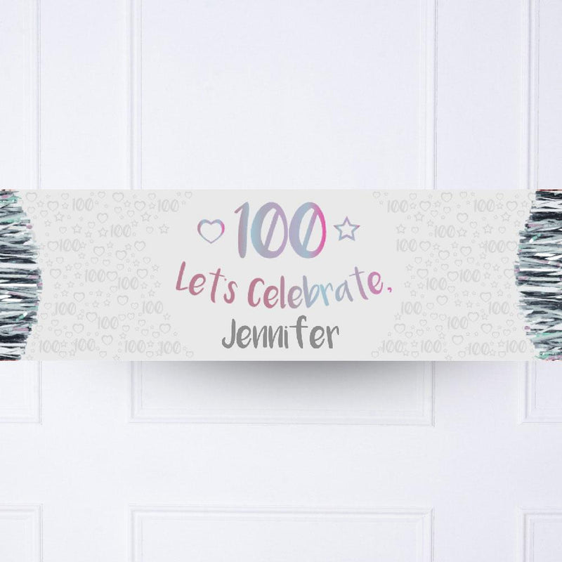 Iridescent 100th Personalised Party Banner