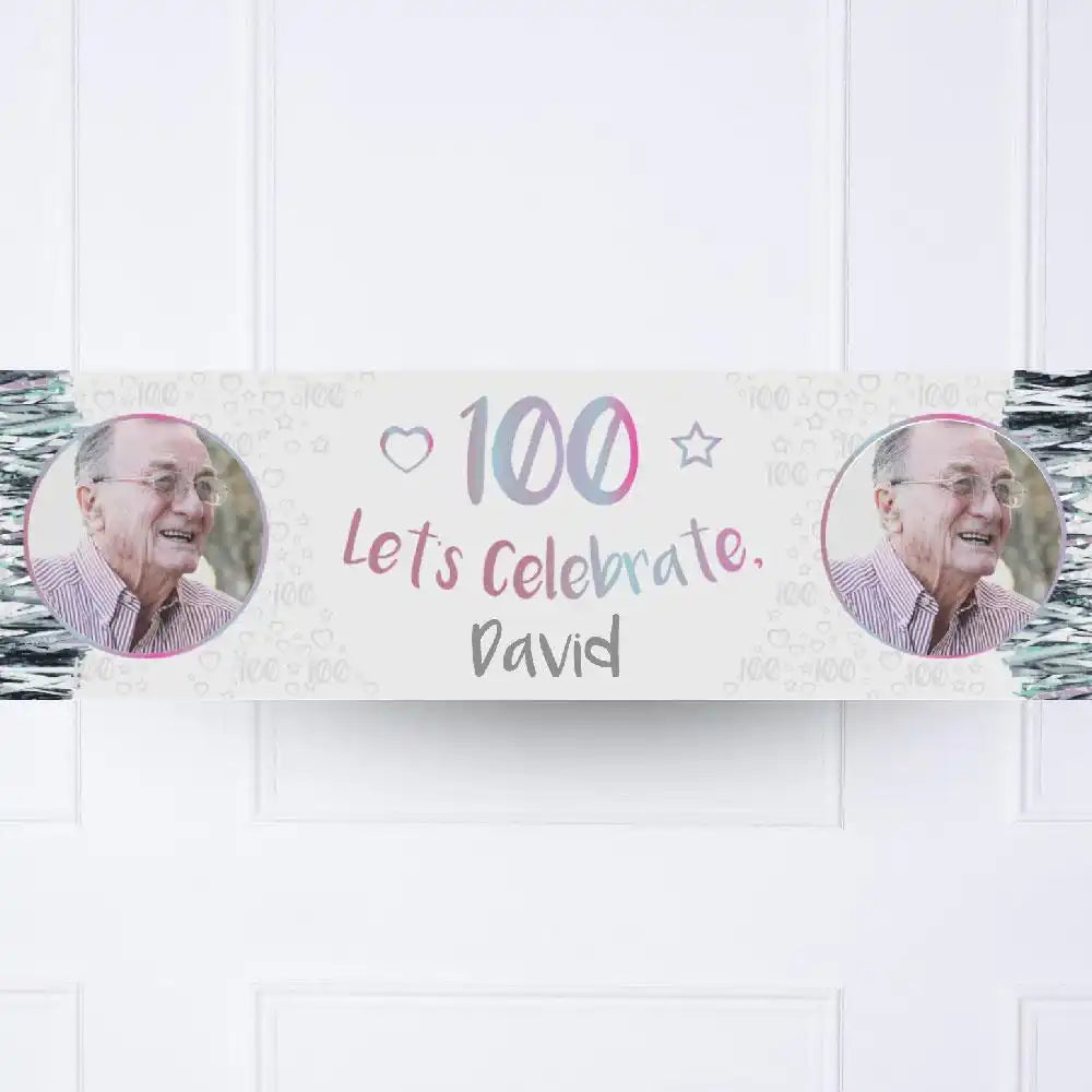 Iridescent 100th Personalised Party Banner Yes Personalised Banner