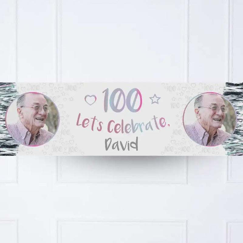 Iridescent 100th Personalised Party Banner Yes Personalised Banner