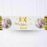 Gold 100th Personalised Party Banner Yes Personalised Banner