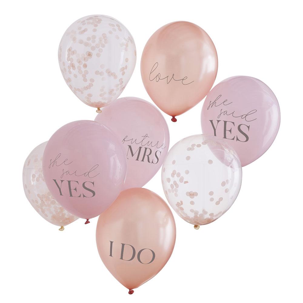 Blush Hen Slogan & Confetti Balloons (x8) Hen Party
