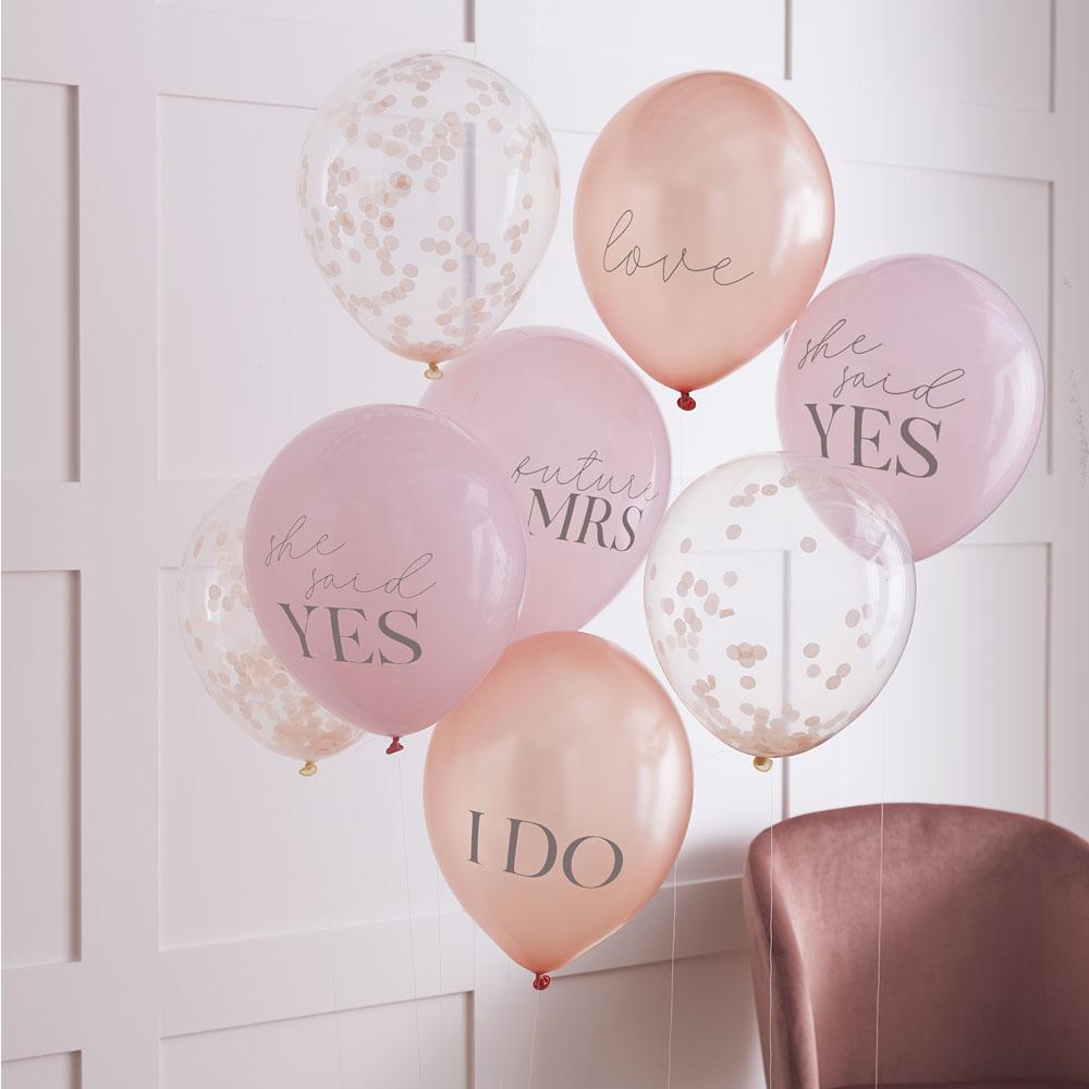 Blush Hen Slogan & Confetti Balloons (x8) Hen Party