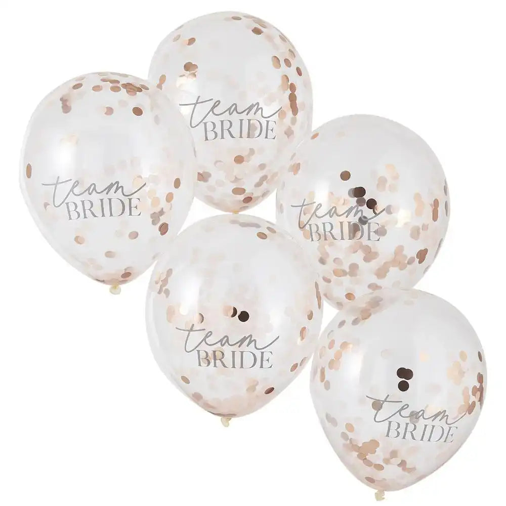 Blush Hen 'Team Bride' Confetti Balloons (x5) Hen Party