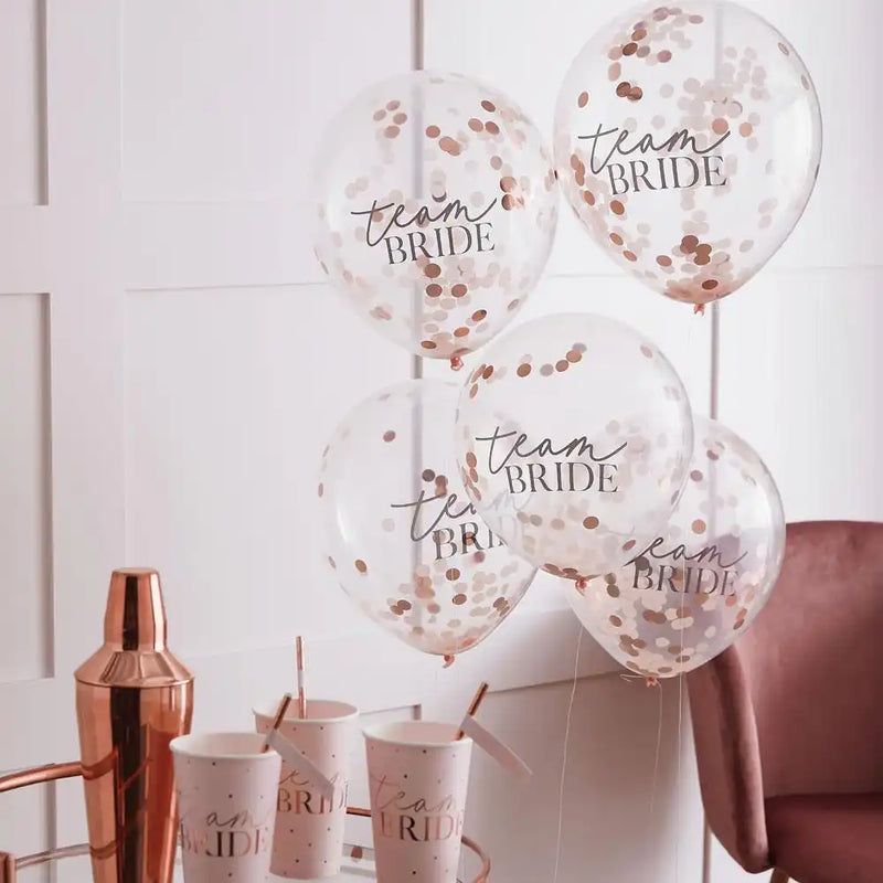 Blush Hen 'Team Bride' Confetti Balloons (x5) Hen Party