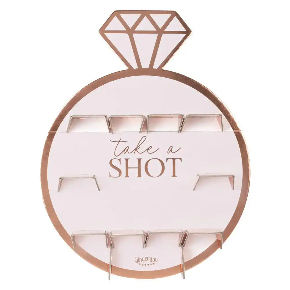 Blush Hen Rose Gold Ring Shot Wall Hen Party