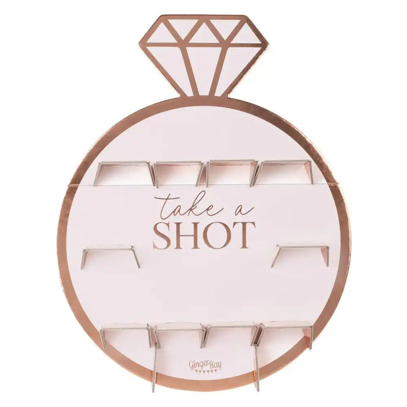 Blush Hen Rose Gold Ring Shot Wall Hen Party