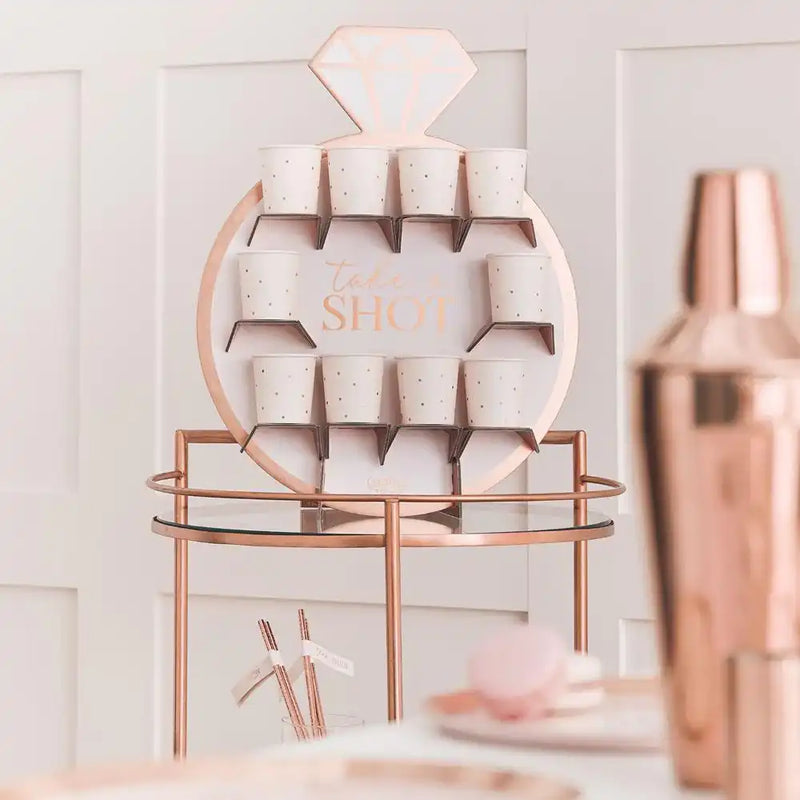 Blush Hen Rose Gold Ring Shot Wall Hen Party
