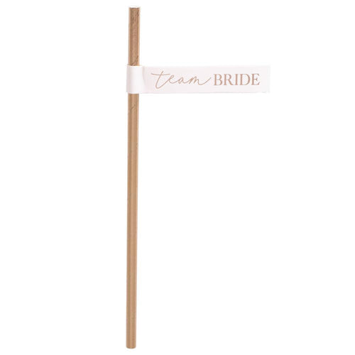 Blush Hen 'Team Bride' Flag Paper Straws (x16)