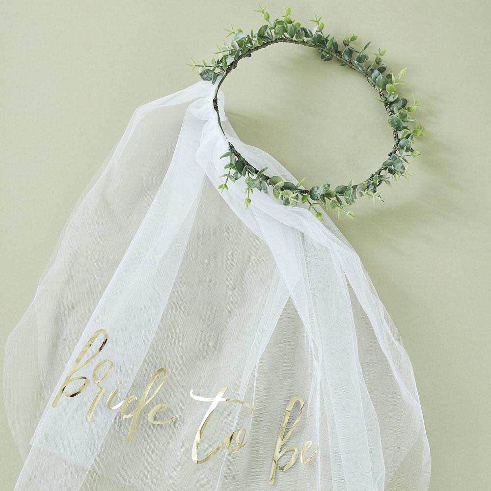 Botanical Eucalyptus Bridal Crown With Veil Hen Party
