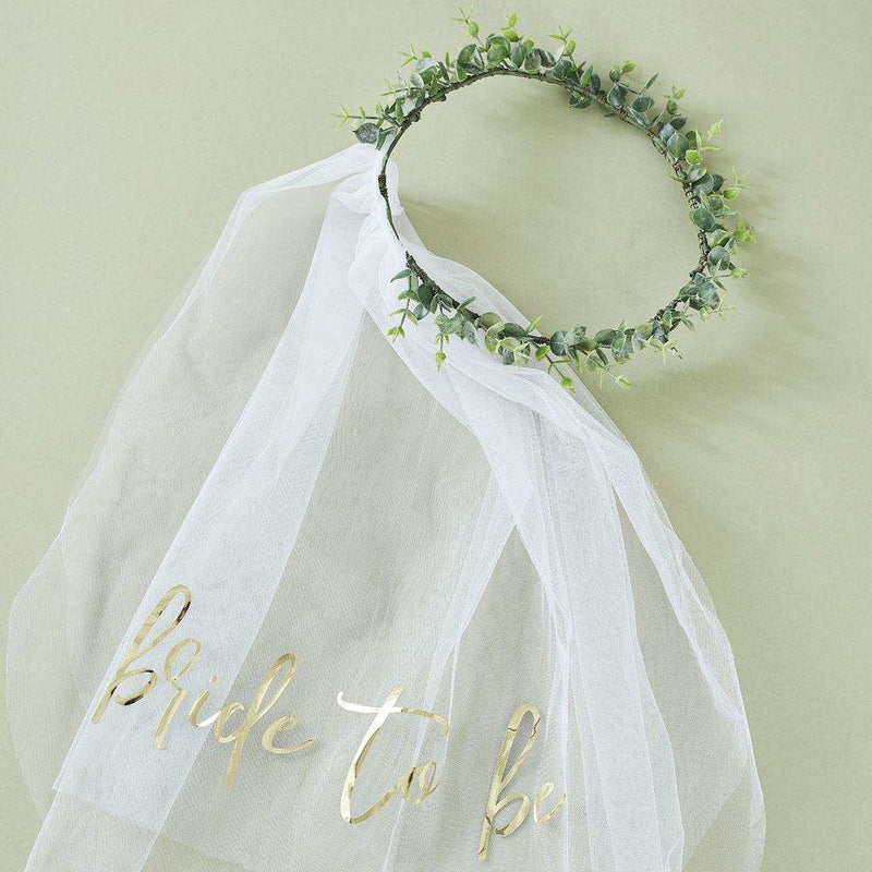Botanical Eucalyptus Bridal Crown With Veil Hen Party