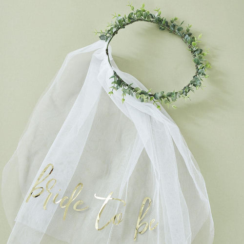 Botanical Eucalyptus Bridal Crown With Veil