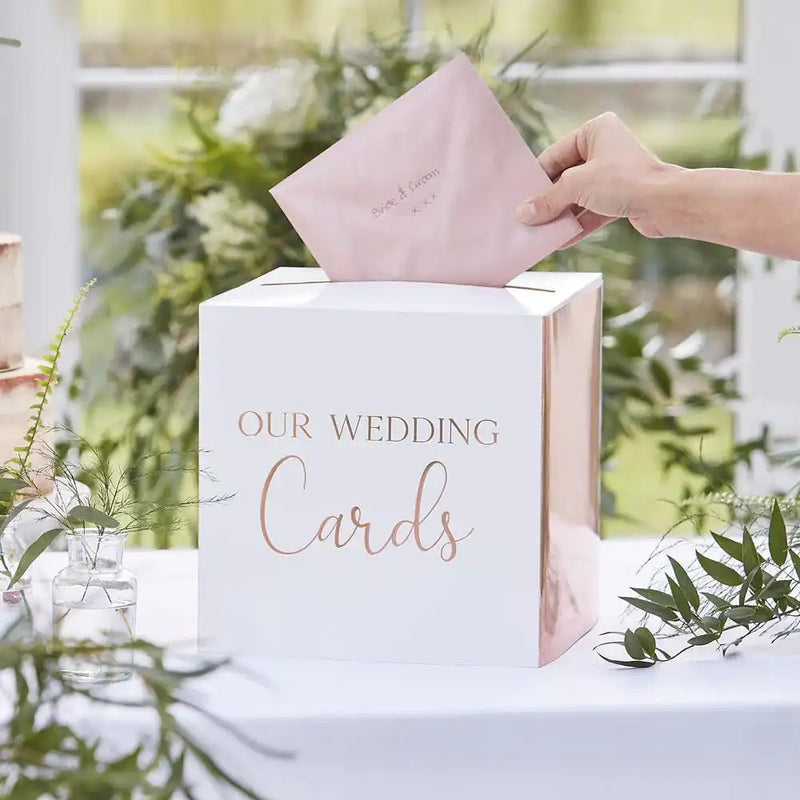 Botanical Rose Gold Card Box Wedding