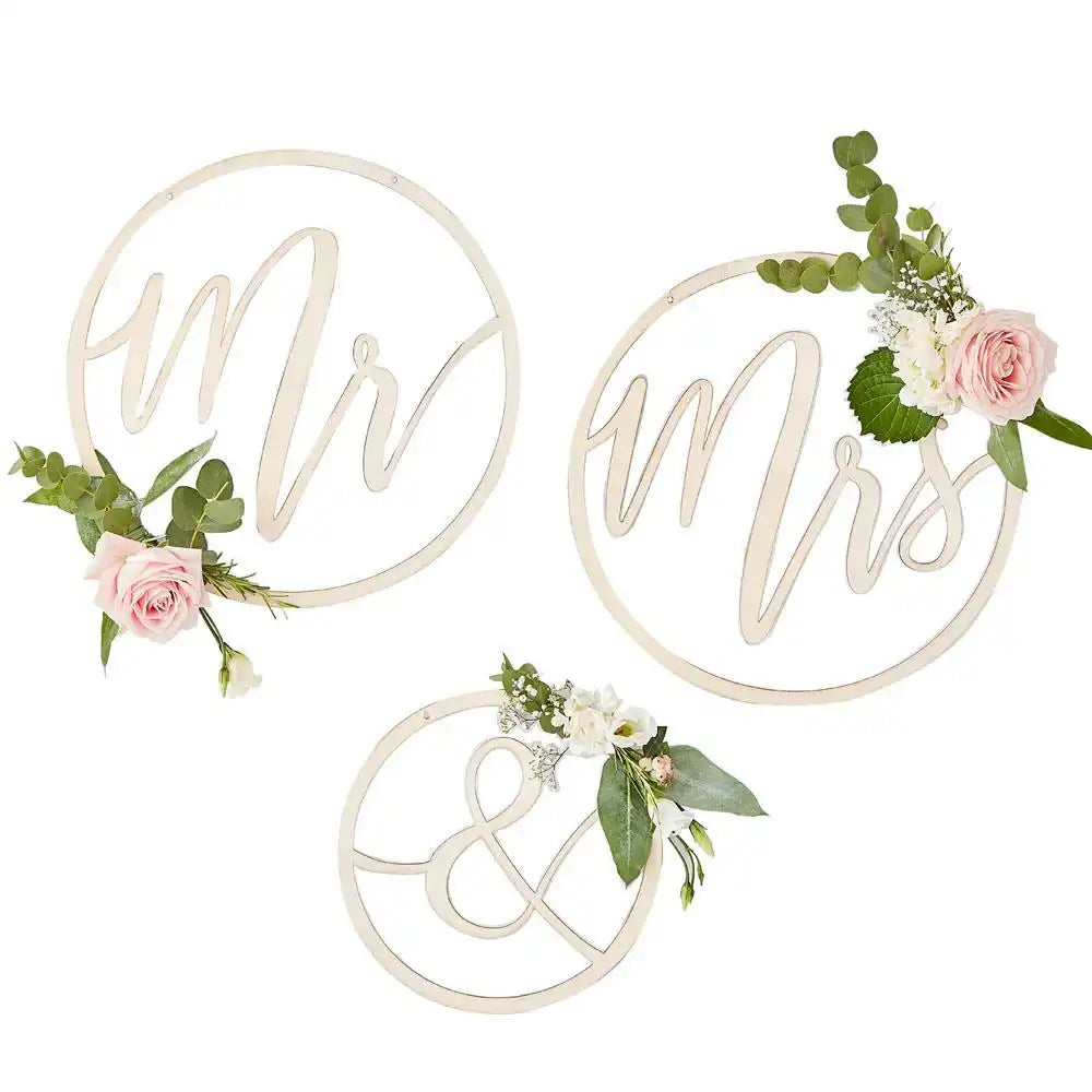 Botanical Wooden Hoop Backdrop (x3) General Party