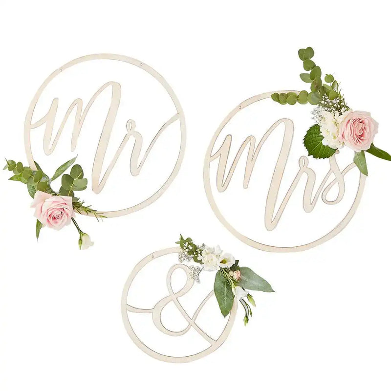 Botanical Wooden Hoop Backdrop (x3) General Party
