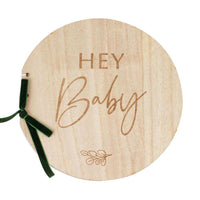 Botanical Wooden Hey Baby Guest Book Baby Shower