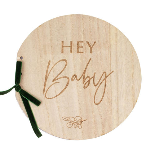 Botanical Wooden Hey Baby Guest Book