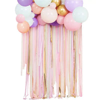 Pastel Gold Streamer & Balloon Backdrop Personalised Balloons