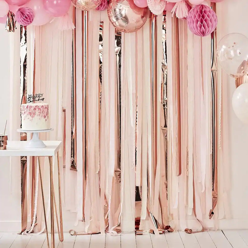 Pink And Rose Gold Streamer Backdrop General Party