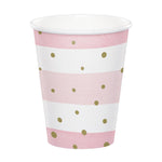 Pink & Gold Celebration Paper Cups (x8)