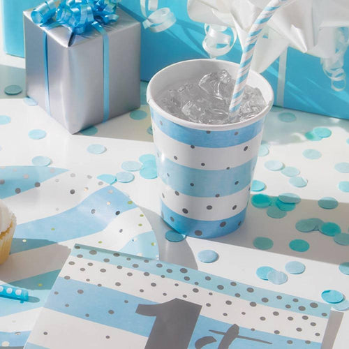 Blue & Silver Celebration Paper Cups (x8)