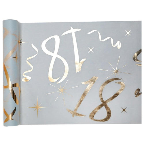 18th Birthday White & Gold Sparkle Table Runner