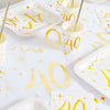 40th Birthday White & Gold Sparkle Table Runner Milestone