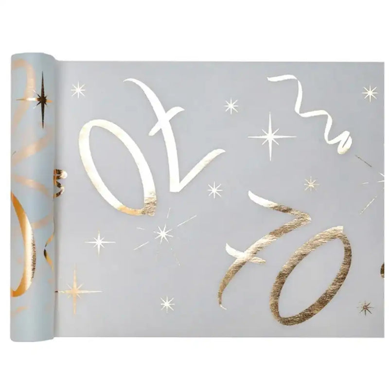 70th Birthday White & Gold Sparkle Table Runner Milestone