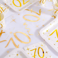 70th Birthday White & Gold Sparkle Table Runner Milestone