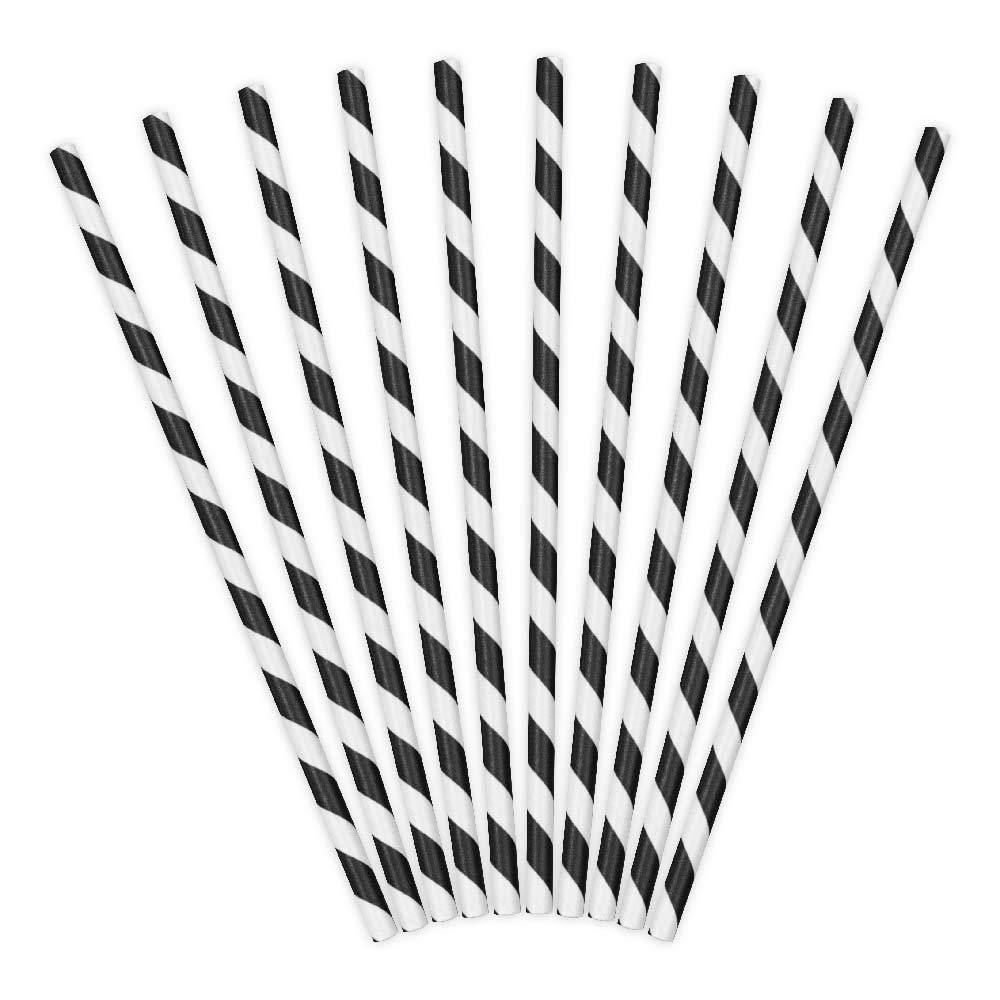 Striped Paper Straws - Black (x10) General Party