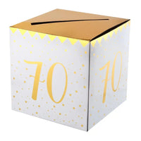 70th Birthday White & Gold Sparkle Card Box Sale