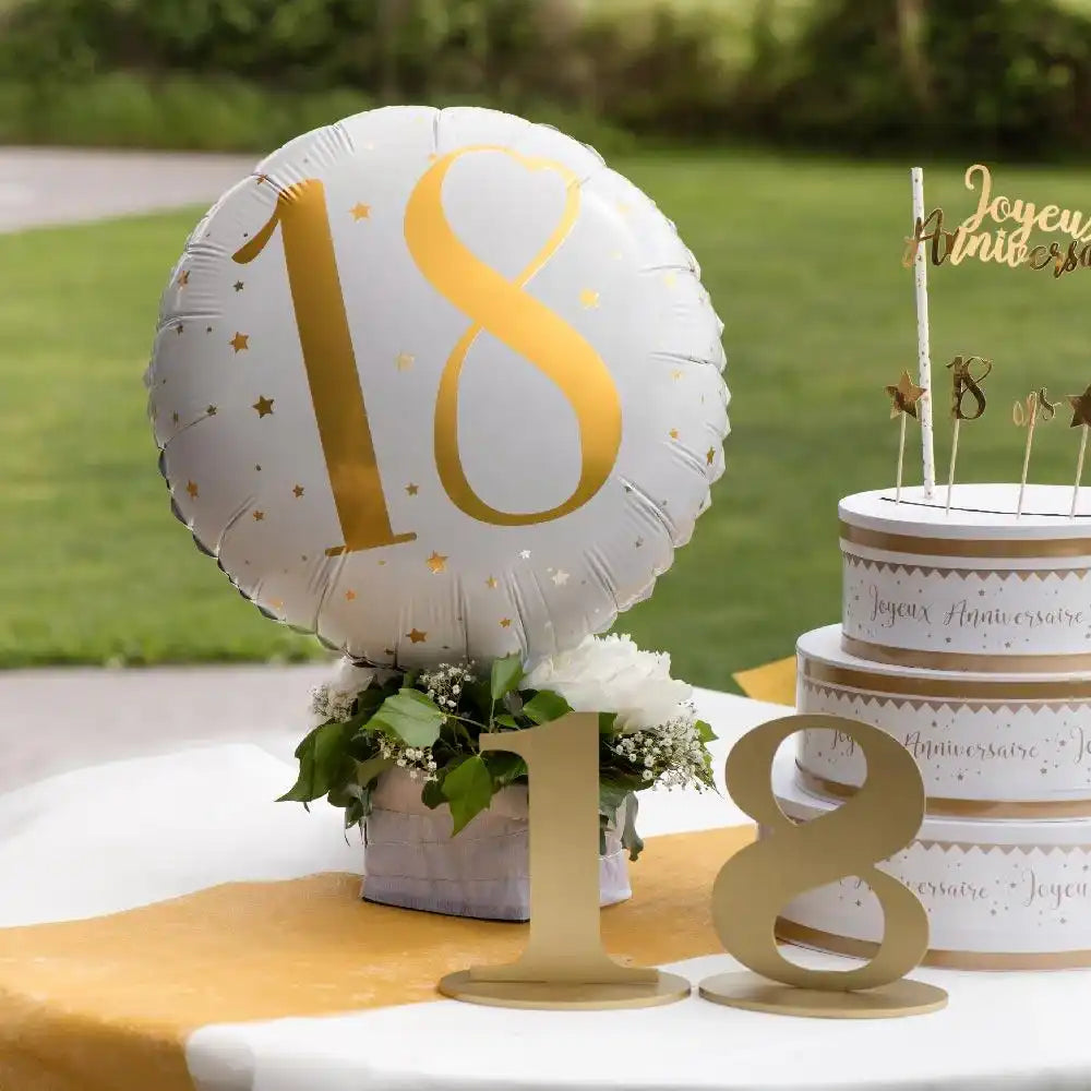 18th Birthday White Foil Balloon Milestone