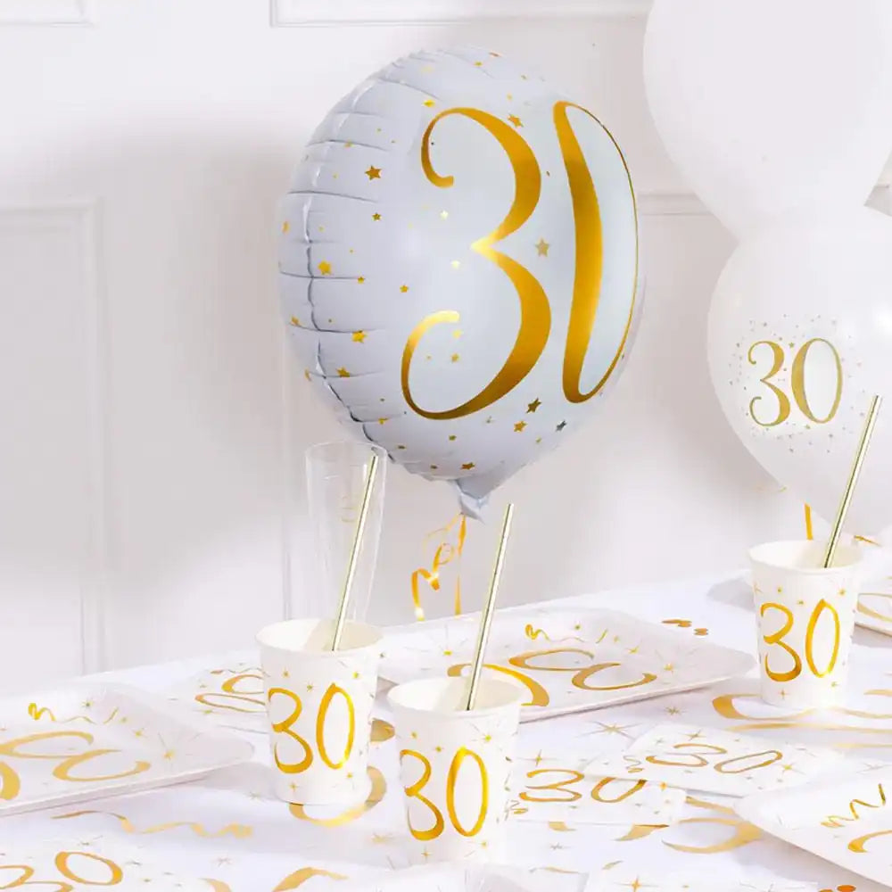 30th Birthday White Foil Balloon Milestone