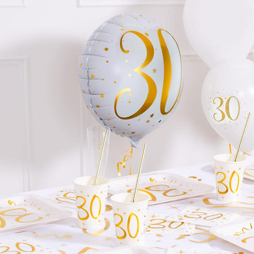 30th Birthday White Foil Balloon