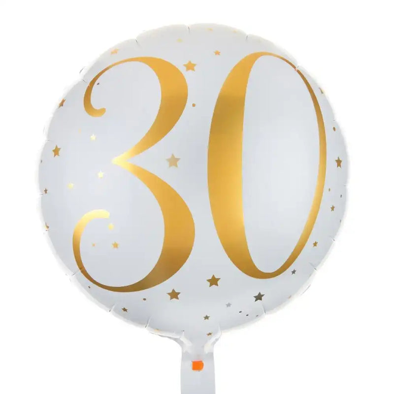 30th Birthday White Foil Balloon Milestone