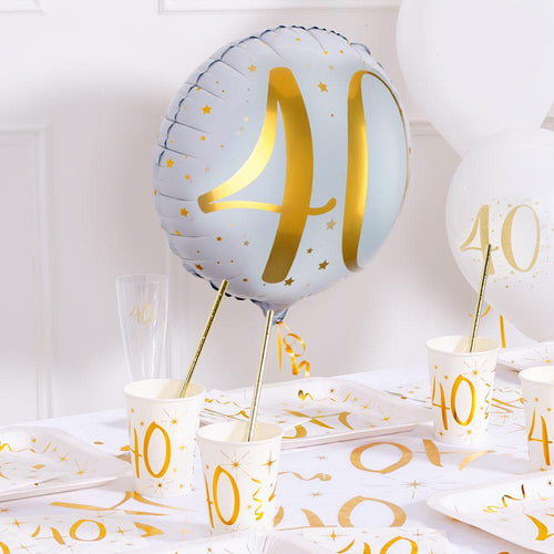 40th Birthday White Foil Balloon