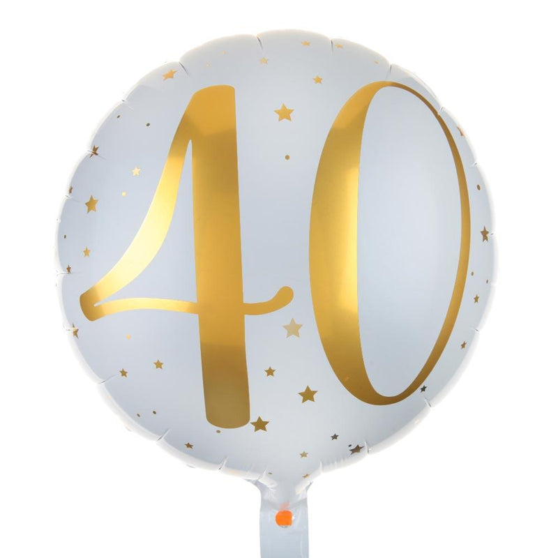 40th Birthday White Foil Balloon