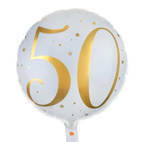 50th Birthday White Foil Balloon Milestone