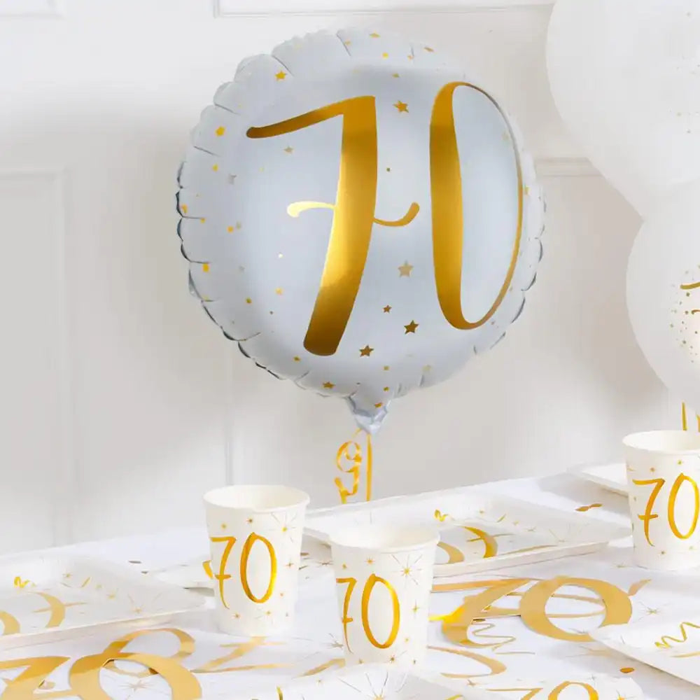 70th Birthday White Foil Balloon Milestone