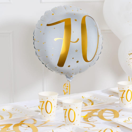 70th Birthday White Foil Balloon