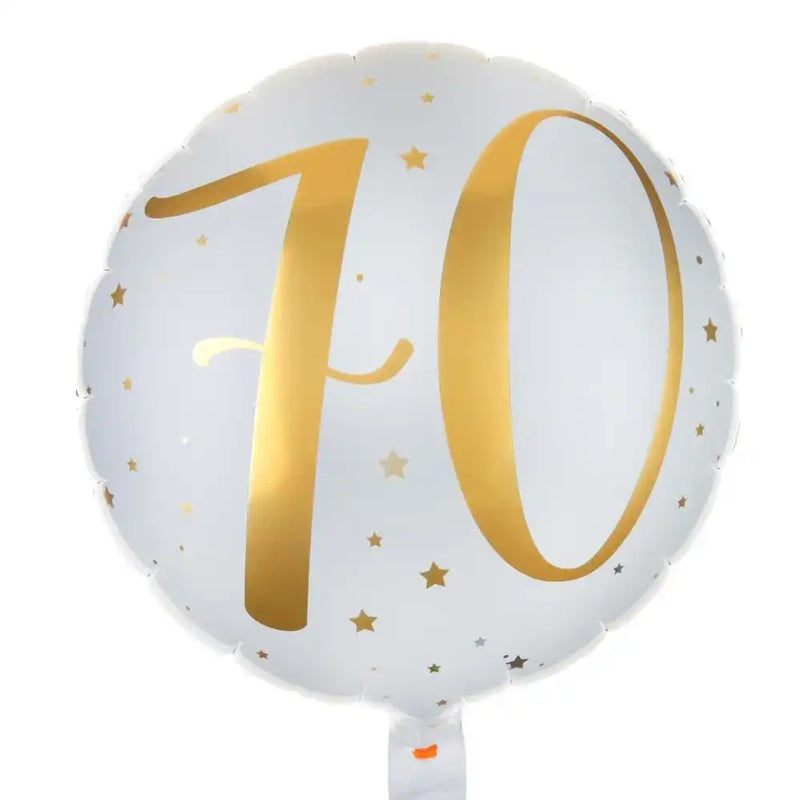 70th Birthday White Foil Balloon Milestone