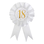 18th Birthday White & Gold Sparkle Rosette