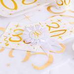 30th Birthday White & Gold Sparkle Rosette