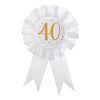 40th Birthday White & Gold Sparkle Rosette Milestone