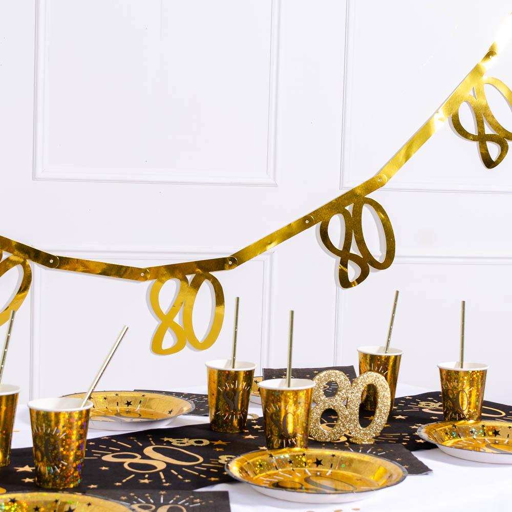 80th Birthday Gold Bunting Milestone