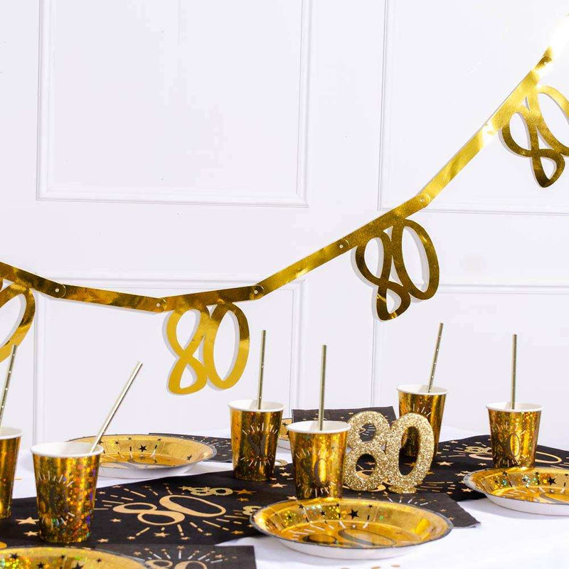 80th Birthday Gold Bunting Milestone