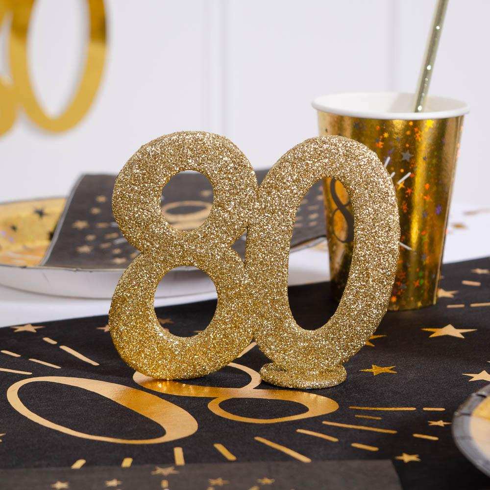 80th Birthday Glitter Table Decoration Milestone